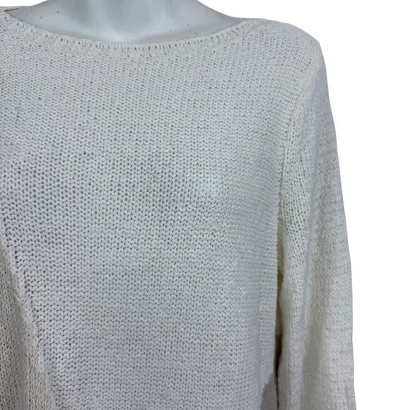J Jill Pure Neutral White Beige Open Knit Long Sleeve Pullover Sweater sz P S - Picture 6 of 16